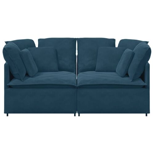 Modularna sofa s jastucima, plava baršunasta - Plava 1 Cijena