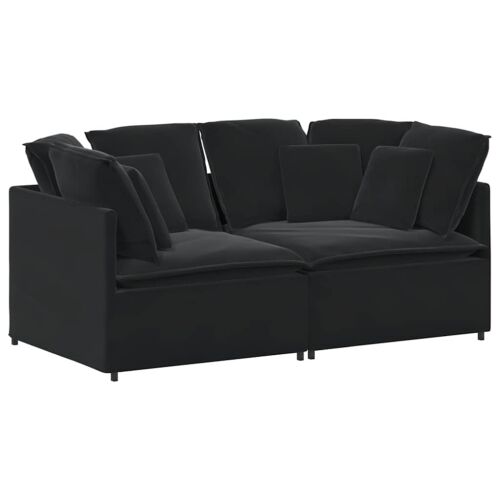 Modularna sofa s jastucima, crna, baršunasta - Crna 1 Cijena