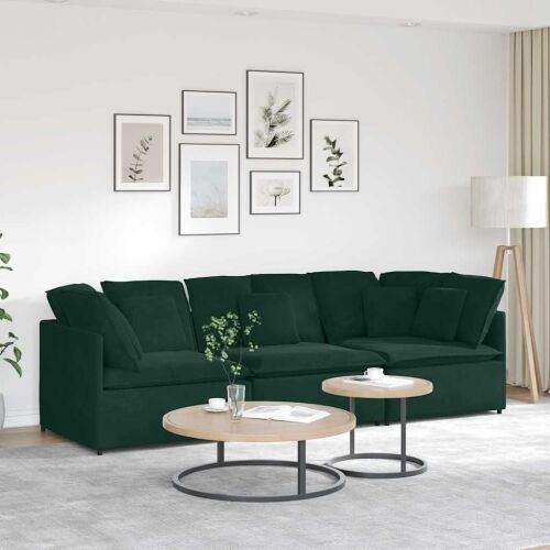 Modularna sofa s jastucima, baršunasta tamnozelena - Tamnozelena 1 Tamnozelena Cijena