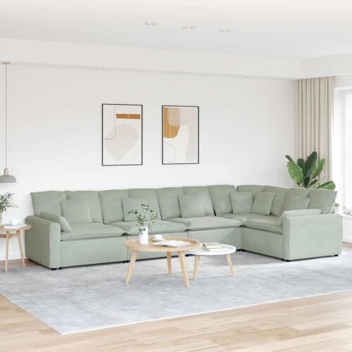 Modularna sofa s jastucima, baršunasta, svijetlosiva - Svjetlosiva Svjetlosiva Cijena