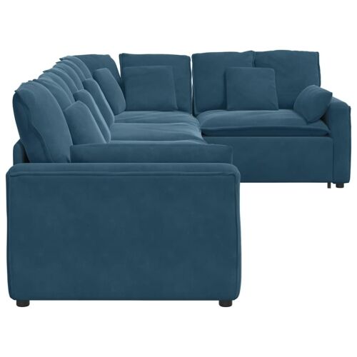 Modularna sofa s jastucima, plava baršunasta - Plava 1 Cijena