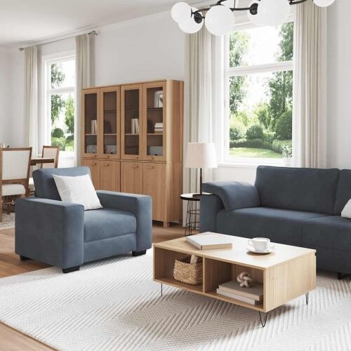 3-dijelni set sofa s jastucima, tamno sivi baršun - Tamno siva 1 Tamno siva Cijena