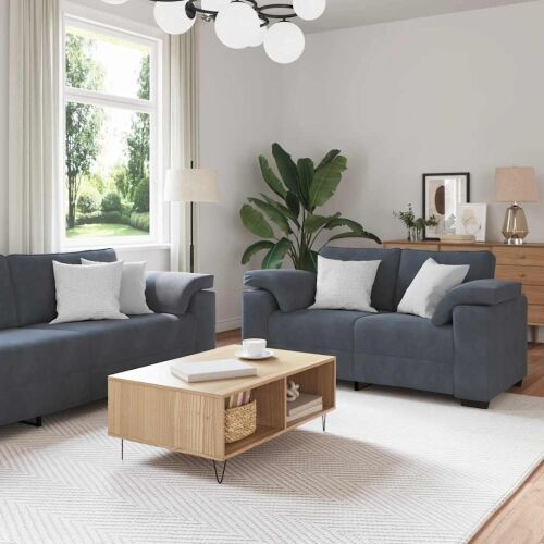 3-dijelni set sofa s jastucima, tamno sivi baršun - Tamno siva 1 Tamno siva Cijena