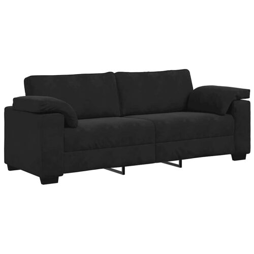 3-dijelni set sofa s jastucima crni baršun - Crna 1 Crna Cijena