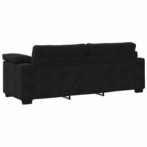 3-dijelni set sofa s jastucima crni baršun - Crna 1 Crna Cijena