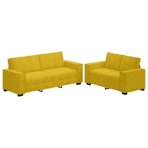 Dvodijelni set sofa s jastucima, žuti baršun - Žuta 1 160 cm Žuta Cijena