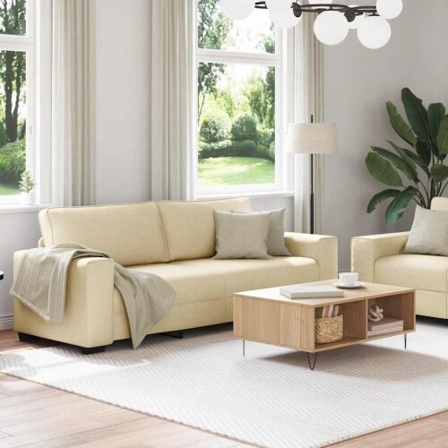 Dvodijelni set sofa s jastucima, krem tkanina - Krema 1 Cijena