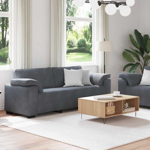 Dvodijelni set sofa s jastucima, tamno sivi baršun - Tamno siva 1 Tamno siva Cijena