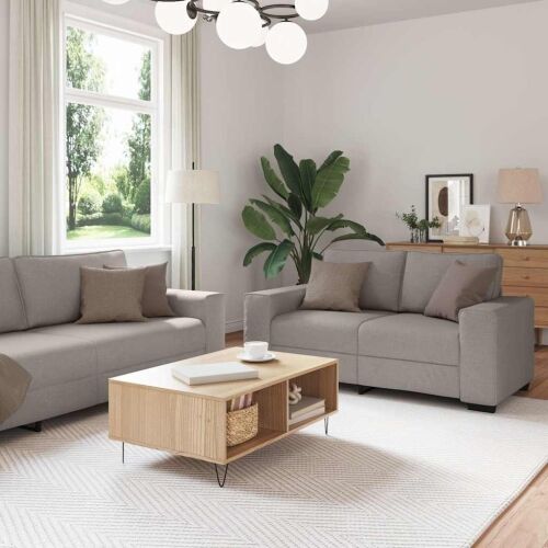 Dvodijelni set sofa s jastucima, taupe tkanina - Sivo-smeđa 1 Sivo-smeđa Cijena