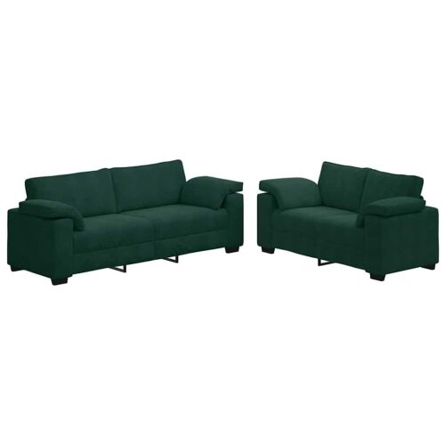 Dvodijelni set sofa s jastucima, tamnozeleni baršun Cijena