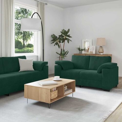 Dvodijelni set sofa s jastucima, tamnozeleni baršun Cijena