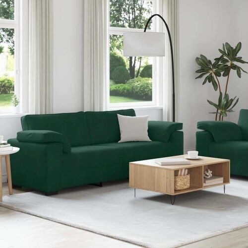 Dvodijelni set sofa s jastucima, tamnozeleni baršun Cijena