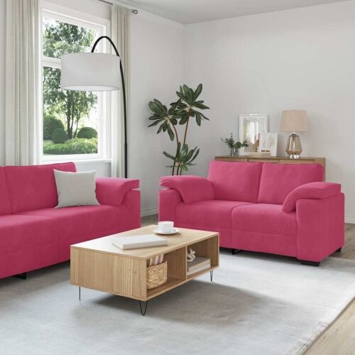 Dvodijelni set sofa s jastucima, vinsko crveni baršun Cijena