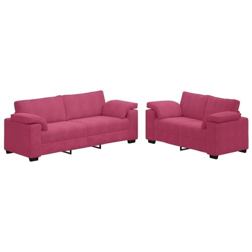 Dvodijelni set sofa s jastucima, vinsko crveni baršun Cijena
