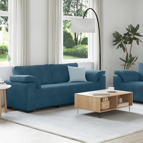 Dvodijelni set sofa s jastucima, plavi baršun Cijena