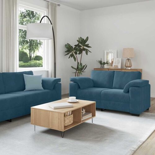 Dvodijelni set sofa s jastucima, plavi baršun Cijena
