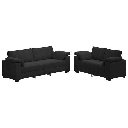 Dvodijelni set sofa s jastucima, crni baršun - Crna 1 Crna Cijena
