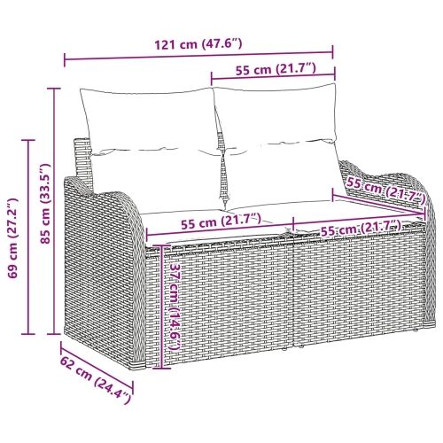 Sjedeća garnitura za vrt Siva 55 x 55 x 37 cm poliratan - Siva Cijena