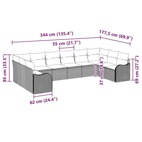 Set sofe 10 kom. Siva Poliester - Siva bez stola Cijena