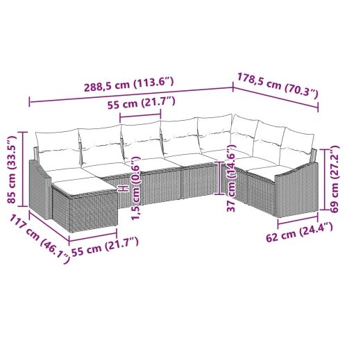 Set sofe 8 kom. Crna poliratan - Crna bez stola Cijena