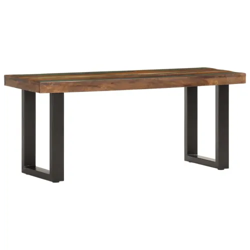 Klupa od masivnog obnovljenog drva i čelika 110 cm - s 2 noge 110 cm masivno obnovljeno drvo Cijena