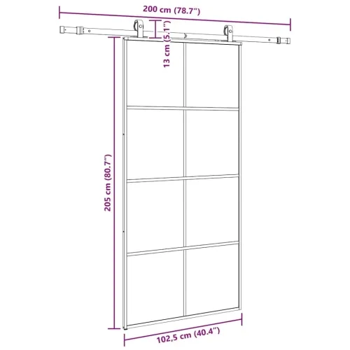 Klizna vrata s okovima crna 102,5x205 cm ESG staklo - Crna 102.5 x 205 cm (200 cm sliding rail) Transparentan Cijena