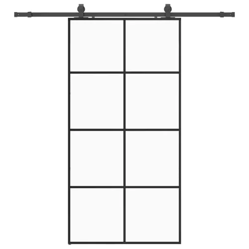 Klizna vrata s okovima crna 102,5x205 cm ESG staklo - Crna 102.5 x 205 cm (200 cm sliding rail) Transparentan Cijena