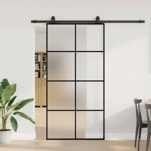 Klizna vrata s okovima crna 102,5x205 cm ESG staklo - Crna 102.5 x 205 cm (200 cm sliding rail) Matirano Cijena