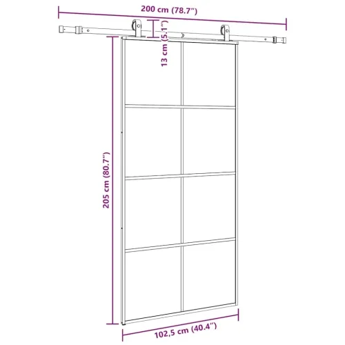 Klizna vrata s okovima crna 102,5x205 cm ESG staklo - Crna 102.5 x 205 cm (200 cm sliding rail) Matirano Cijena