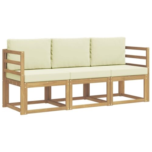 Set vanjskih sofa 3 kom. - Bijela i krem vodoravne letvice Cijena