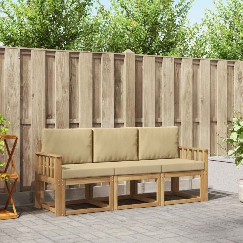 Set vanjskih sofa 3 kom. - Bijela i bež Okomite letvice Cijena
