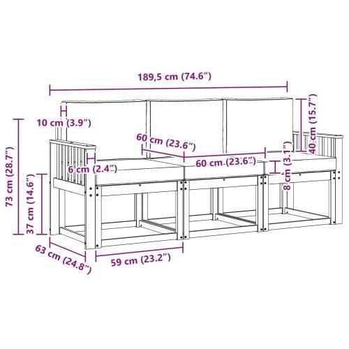 Set vanjskih sofa 3 kom. - Bijela i bež Okomite letvice Cijena