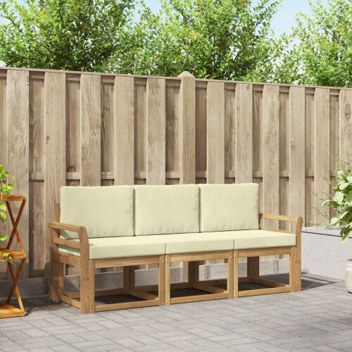 Set vanjskih sofa 3 kom. - Bijela i krem Zakrivljeni Cijena