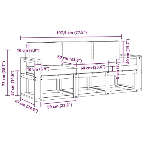 Set vanjskih sofa 3 kom. - Bijela i krem Široka ravnina Cijena