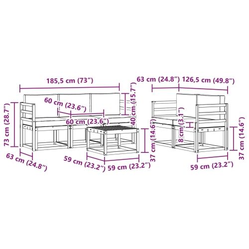 Set vanjskih sofa 6 kom. - Bijela i krem vodoravne letvice Cijena