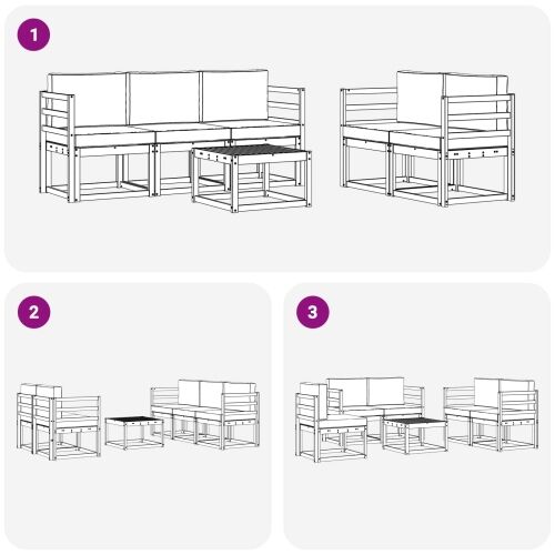 Set vanjskih sofa 6 kom. - Bijela i krem vodoravne letvice Cijena