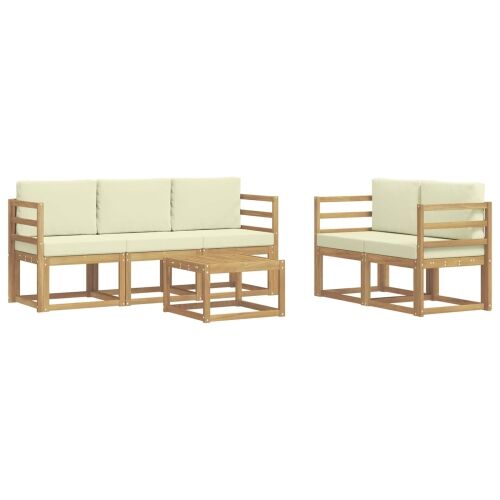 Set vanjskih sofa 6 kom. - Bijela i krem vodoravne letvice Cijena