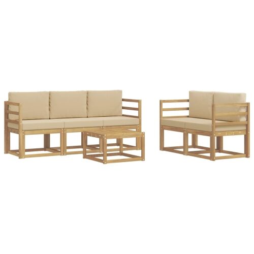 Set vanjskih sofa 6 kom. - Bijela i bež vodoravne letvice Cijena