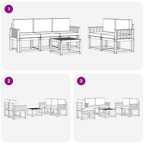 Set vanjskih sofa 6 kom. - Bijela i krem Okomite letvice Cijena