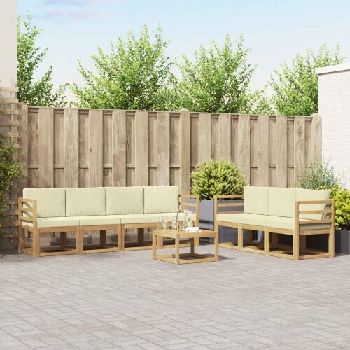 Set vanjskih sofa 7 kom. - Bijela i krem vodoravne letvice Cijena