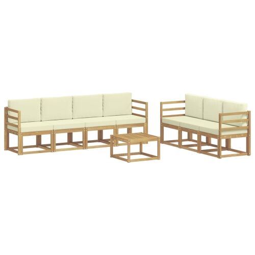 Set vanjskih sofa 7 kom. - Bijela i krem vodoravne letvice Cijena