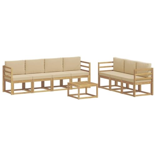 Set vanjskih sofa 7 kom. - Bijela i bež vodoravne letvice Cijena