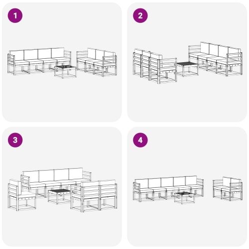 Set vanjskih sofa 7 kom. - Bijela i bež vodoravne letvice Cijena