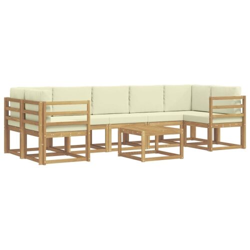 Set vanjskih sofa 6 kom. - Bijela i krem vodoravne letvice Cijena