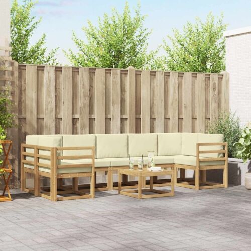 Set vanjskih sofa 6 kom. - Bijela i krem vodoravne letvice Cijena