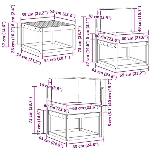 Set vanjskih sofa 6 kom. - Bijela i krem vodoravne letvice Cijena