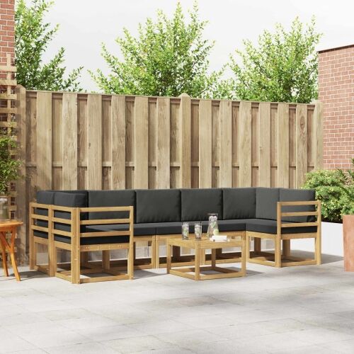 Set vanjskih sofa 6 kom. - bijela i antracit vodoravne letvice Cijena