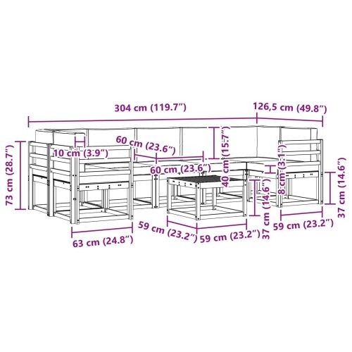 Set vanjskih sofa 6 kom. - bijela i antracit vodoravne letvice Cijena