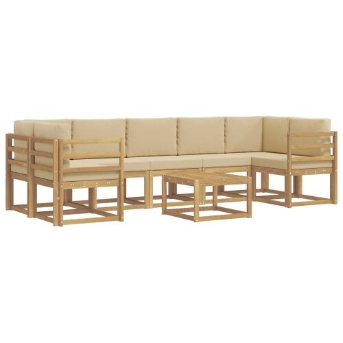 Set vanjskih sofa 6 kom. - Bijela i bež vodoravne letvice Cijena