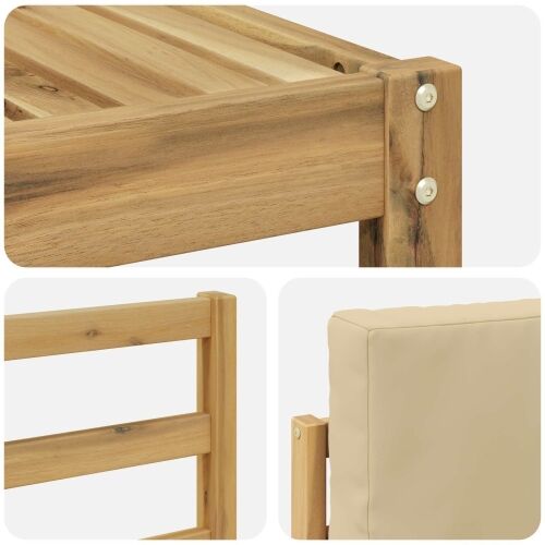 Set vanjskih sofa 6 kom. - Bijela i bež vodoravne letvice Cijena